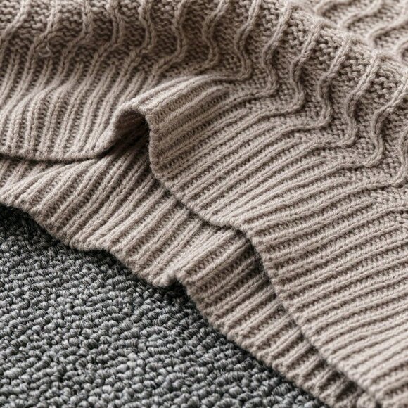 Mocha Brown Casual Womens Turtleneck Drop Shoulder Sweater - Picture 4 of 5